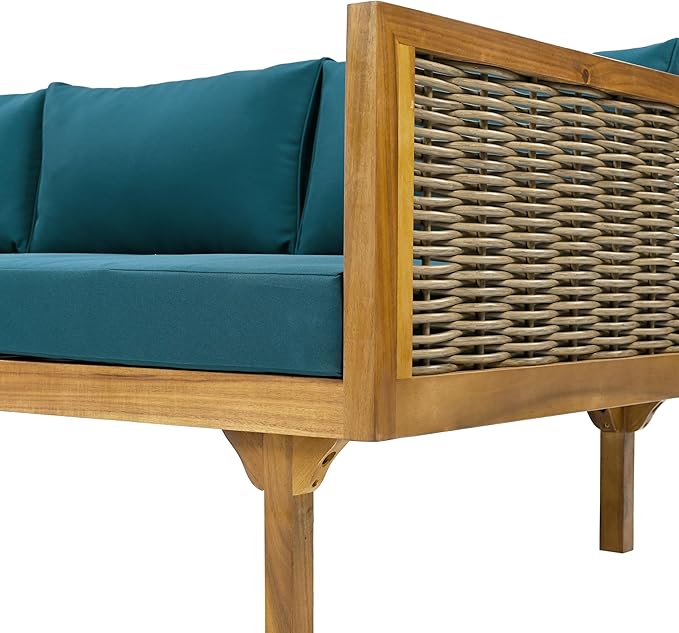 Merax 67.5" Outdoor Patio Daybed 3 Seater Sofa Bed, Acacia Wood Frame - Image 10