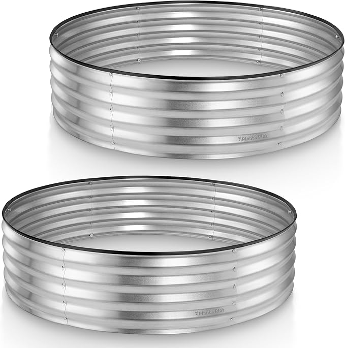 Round Galvanized Raised Garden Bed // 4×4×1 ft Galvanized Raised Garden Beds by PlantPlot
