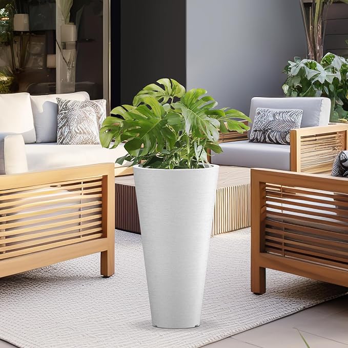 Kante Tall Round Planter Set of 2, 23 Inch Tall Decorative Planter Pots - Image 8