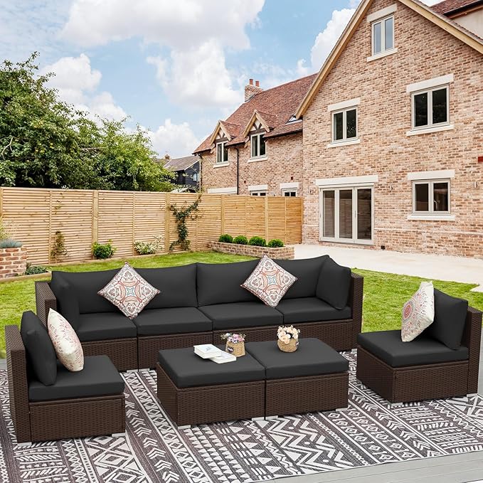 NICESOUL 8 Seater Modern Backyard Furniture Set, 29.3'' High Back Luxury Comfy by NICESOUL