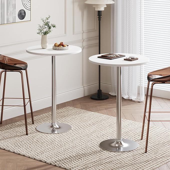 Flamaker Round Bistro Pub Table Modern Style Metal Base MDF Top Cocktail Bar - Image 8