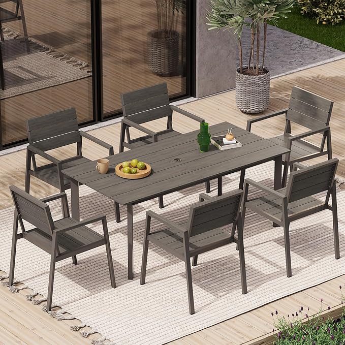 67" Rectangle HDPS Patio Dining Table, Aluminum Outdoor Patio Dining Table - Image 6