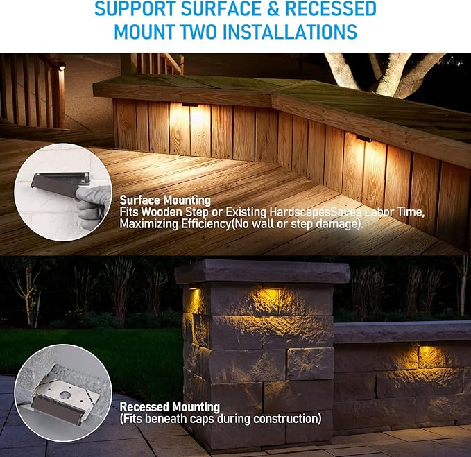 LEONLITE 8-Pack 4 Inch LED Hardscape Lighting, Update Retaining Wall Lights - Image 3