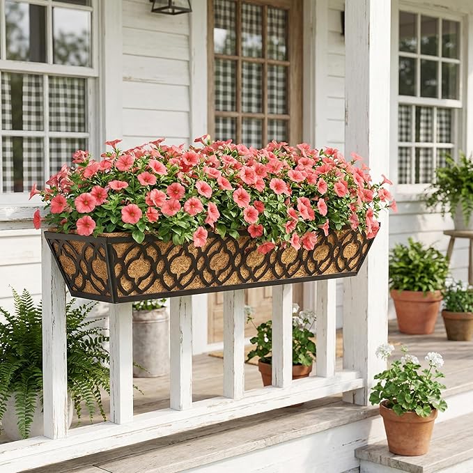 Y&M 30 inch Window Planter Box 2Pcs Iron Window Deck Railing Planter - Image 9