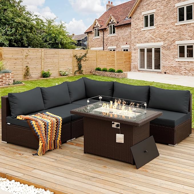 NICESOUL 6 Piece L Shape Outdoor Couch Set by NICESOUL