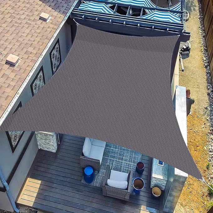 SUNLAX Custom Size 8' x 19' Dark GreySun Shade Sail Canopy Commercial Rectangle by SUNLAX