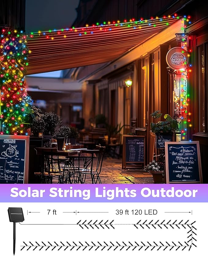 Brightown 2 Pack Solar String Lights Outdoor, Each 46Ft 120 LED Solar String - Image 6