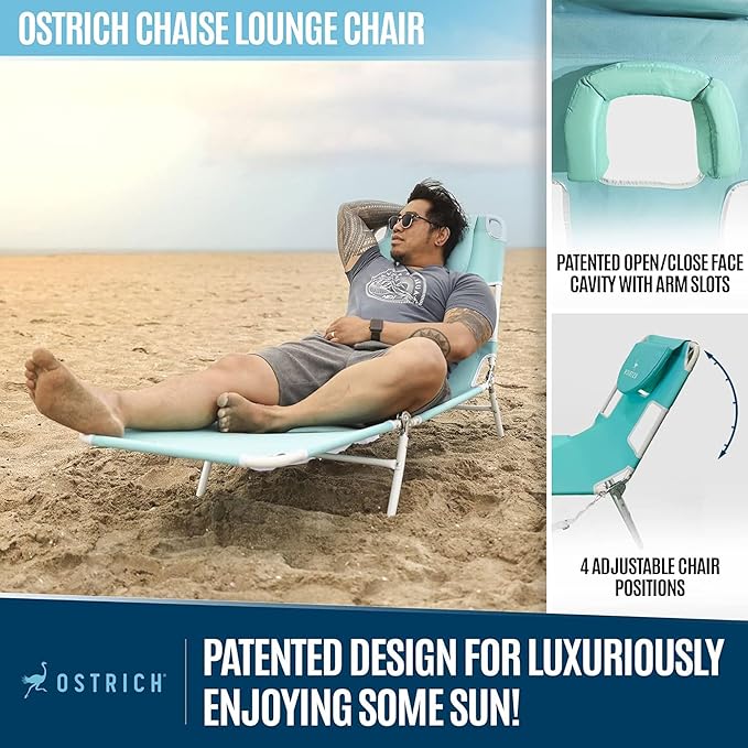 Ostrich 72 by 22 Inch Versatile Chaise Lounge Portable Reclining Lounger - Image 5