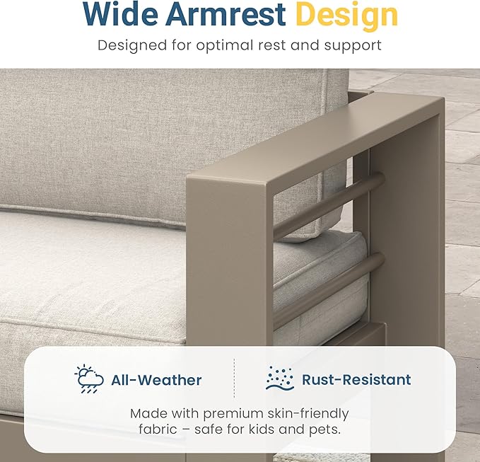 Wisteria Lane 2-Piece Patio Sofa Set, Metal Outdoor Armchair - Image 6