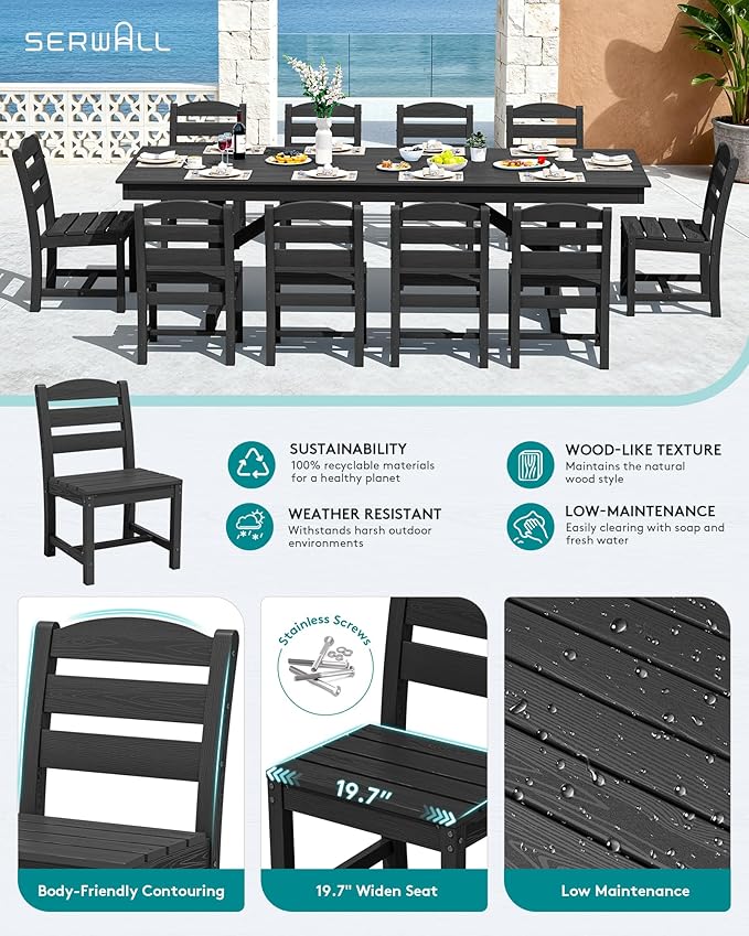 SERWALL 11 Piece Outdoor Dining Set - Image 3