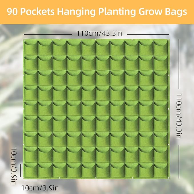 Hanging Planting Grow Bags, 90 Pockets Hanging Vertical Wall Planter Wall - Image 2