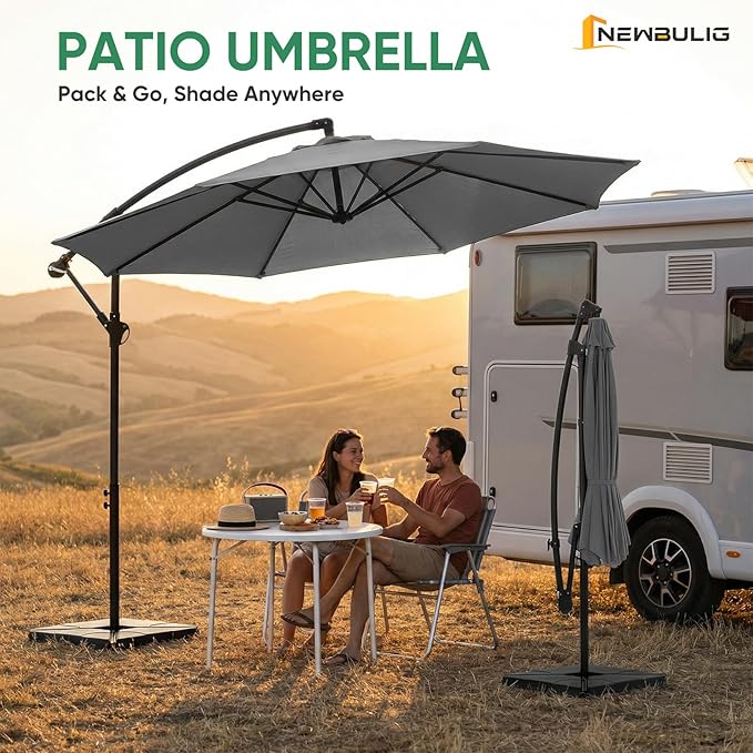 NEWBULIG 10FT Patio Umbrella, Offset Cantilever Outdoor Patio Table Umbrella - Image 9