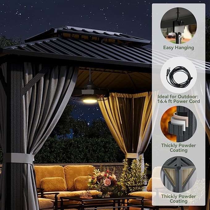 Aoxun 10'x12' Hardtop Gazebo, Aluminum Frame Canopy - Image 2