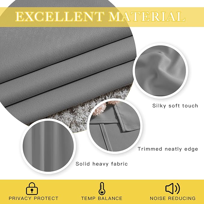 NICETOWN Silver Grey Blackout Curtain - Image 4
