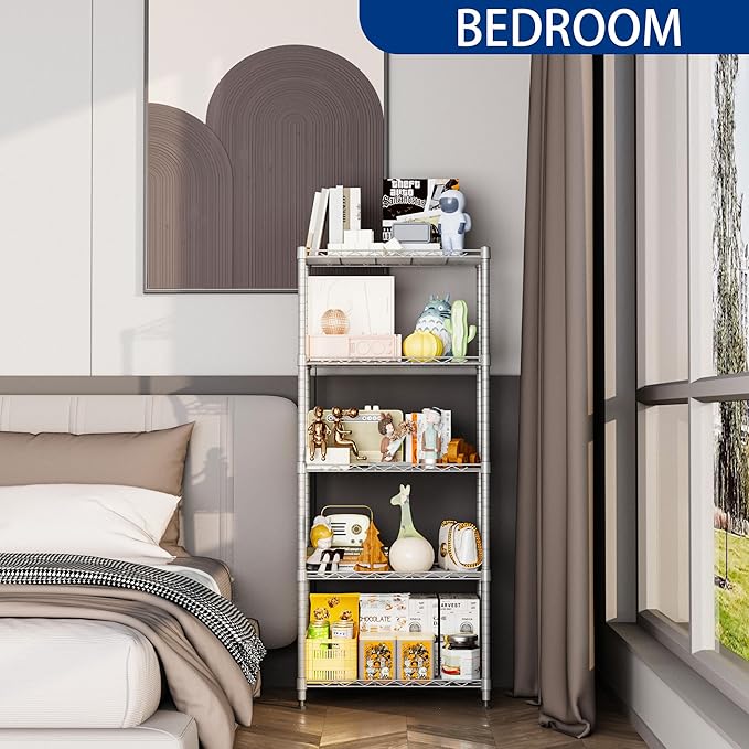 REGILLER 5-Wire Shelving Metal Storage Rack Adjustable Shelves, Standing - Image 4