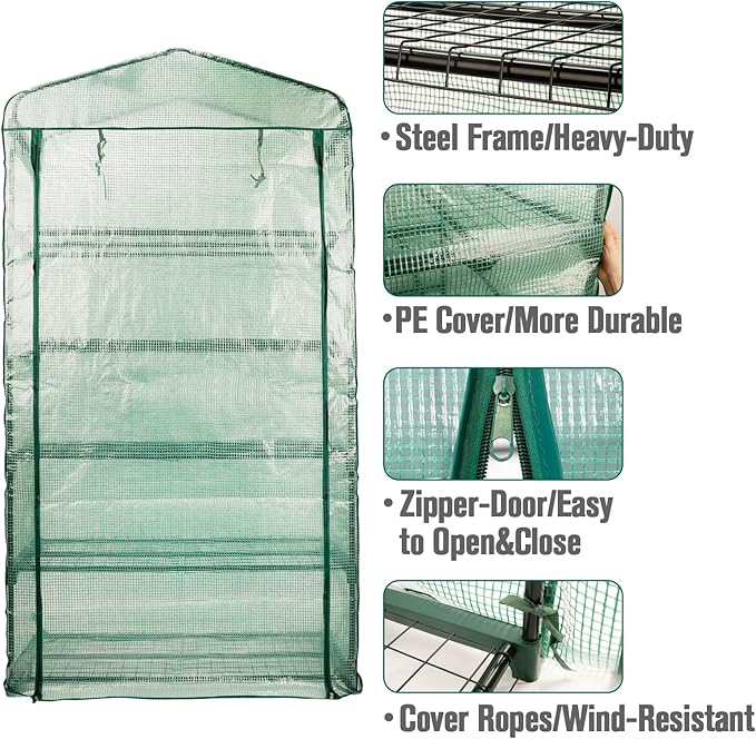 Worth Garden 50% Extra Wide Mini Greenhouse 5 Tier Portable Plant Green House - Image 2