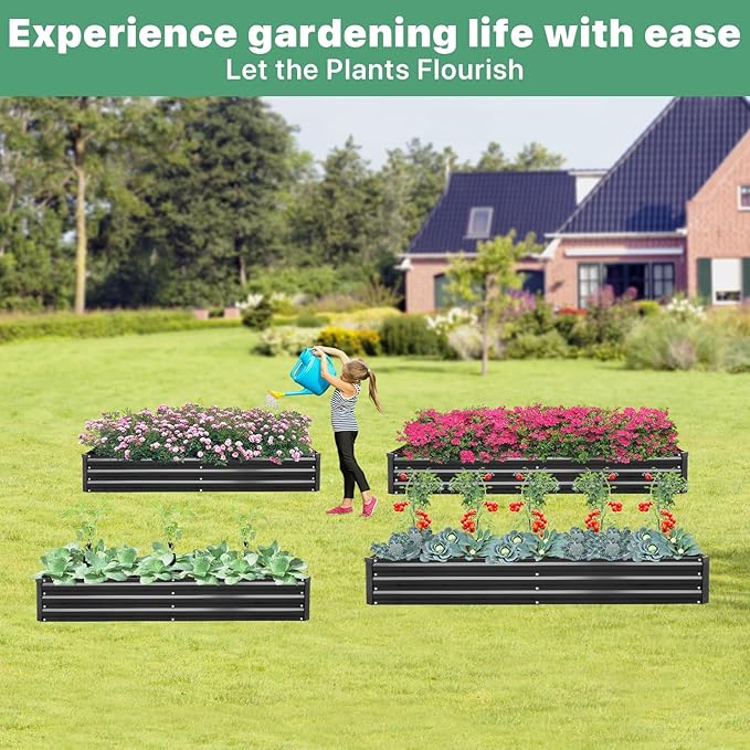 2 Pack 8×4×1ft Galvanized Metal Raised Garden Bed, Metal Planter Kit Box Outdoor - Image 6