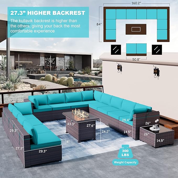 Kullavik 15 Pieces Outdoor Patio Furniture Set - Image 2