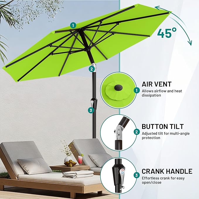 AreShark 9 FT Patio Umbrella for Outdoor, Outdoor Umbrella - Image 5