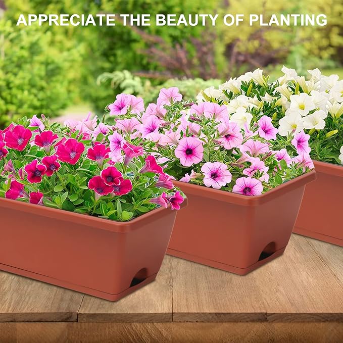 Window Box Planter, 6 Packs 17 Inches Rectangle Planters Box - Image 7