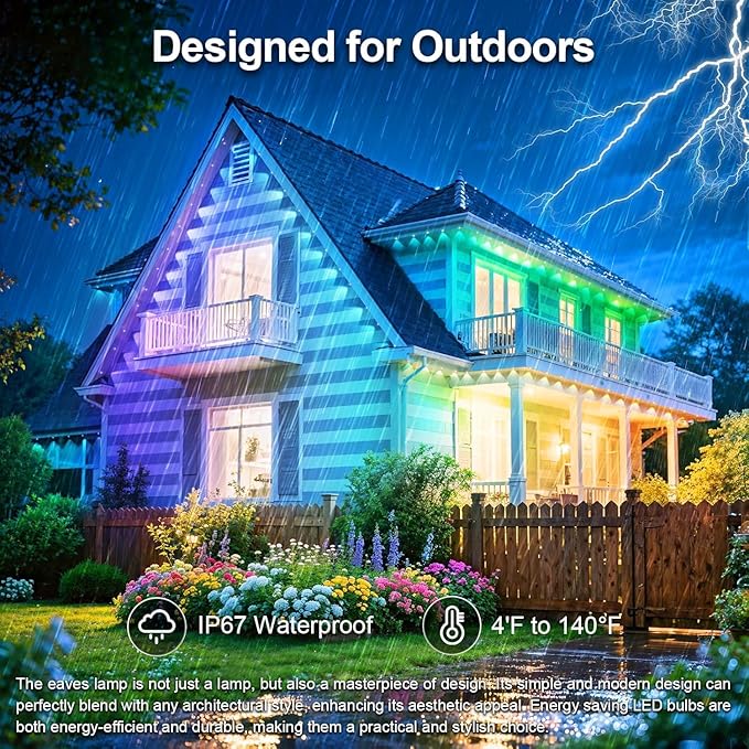 100FT Permanent Outdoor Lights for House Waterproof, IP67 LED Eave Lights - Image 3