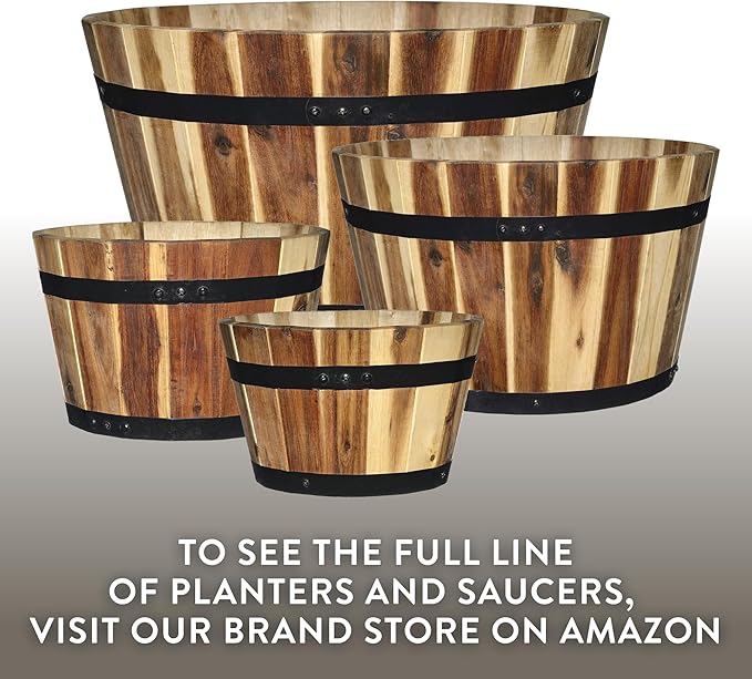 Classic Home and Garden Outdoor Whiskey Resin Flower Pot Barrel Planter - Image 7