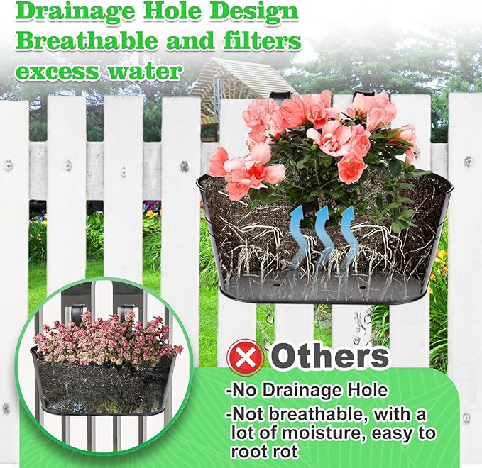 MADHOLLY Railing Planter with Drainage Holes - Image 4