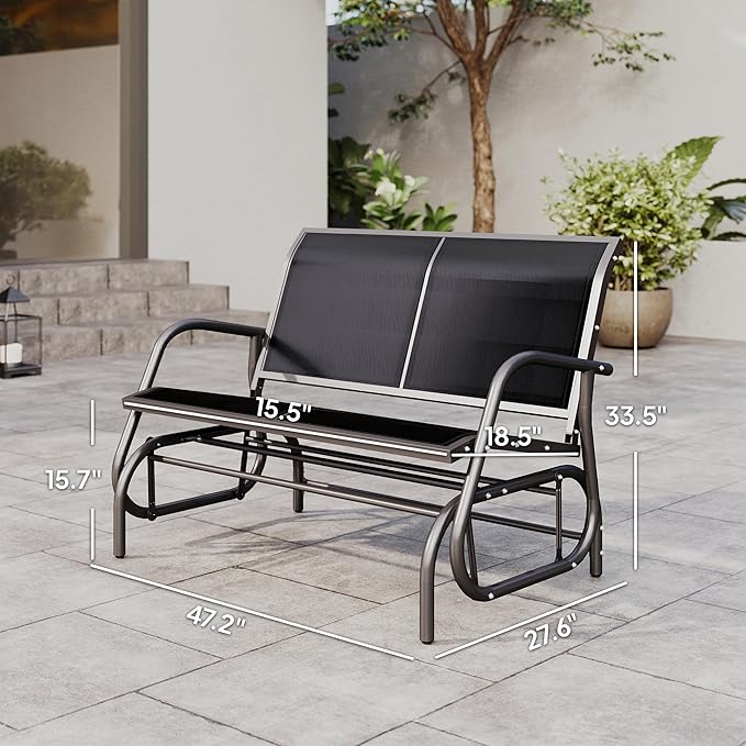 Outsunny 2-Person Outdoor Glider Bench, Patio Double Swing Rocking Chair - Image 3