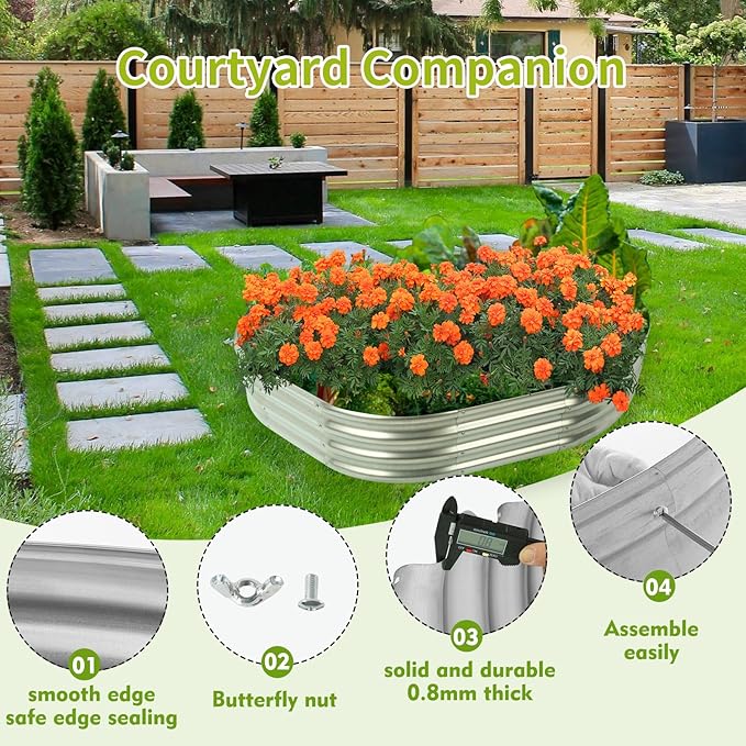 Oval Galvanized Planter Box, Metal Raised Garden Bed - Image 2
