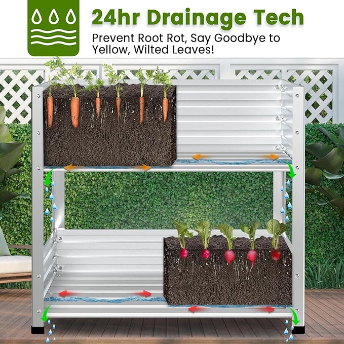 2-Tier Galvanized Raised Garden Bed - Image 5