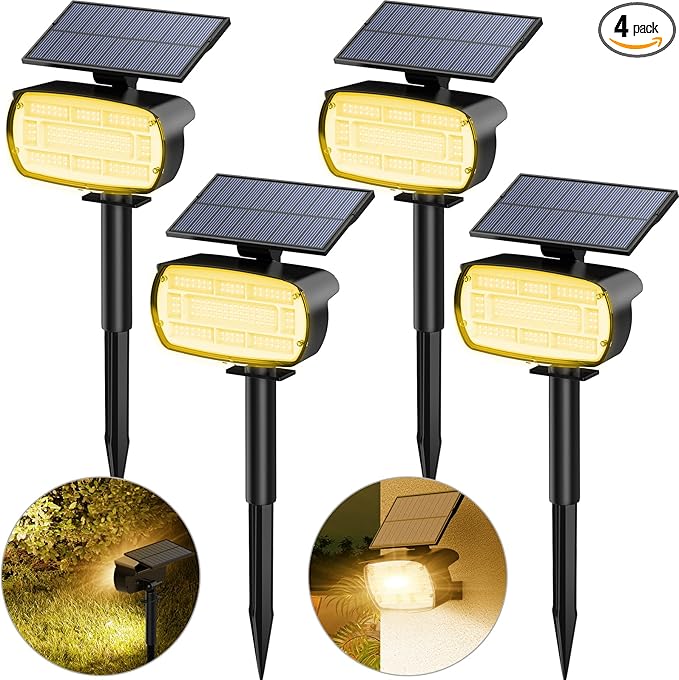 Fabrito Large Solar Spot Lights Outdoor 4 Pack, 1000 Lumens High Brightness by Fabrito