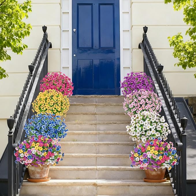 Bassion Artificial Flowers for Outdoors, 24 Bundles UV Resistant Fake Flowers - Image 4
