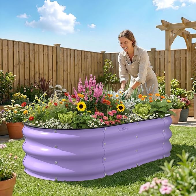 Kesfitt Raised Garden Bed, Oval Open-Bottom Design, 12-Inch Deep - Image 7