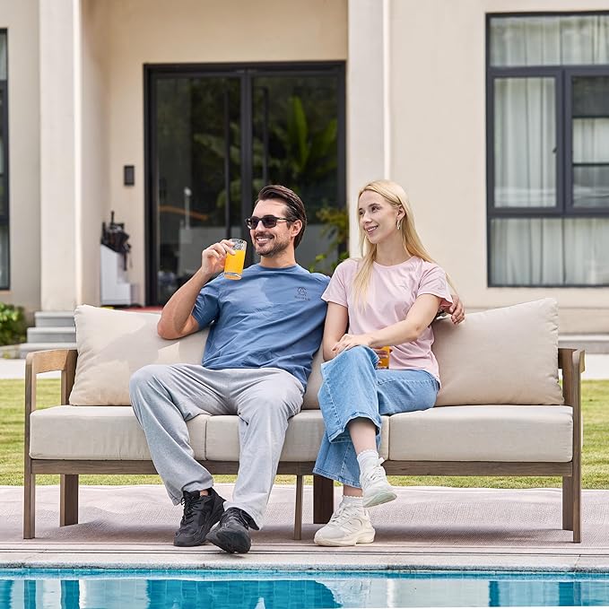 Outdoor Couch Aluminum Patio Furniture, 3-Seat All-Weather Metal Modern Patio - Image 7