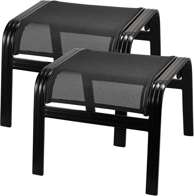 Patio Footstools Outdoor Foot Rest Aluminum Patio Ottomans Portable Seat Wicker by Deguifei