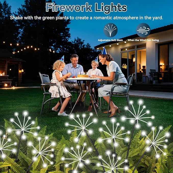Solar Garden Lights 2 Pack Waterproof Swaying Starburst Light Solar Outdoor - Image 7