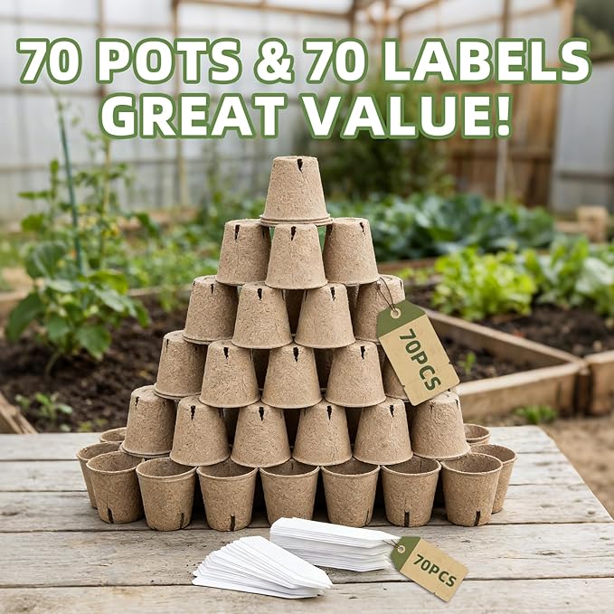 70Pcs Biodegradable 4” Peat Pots - Image 9