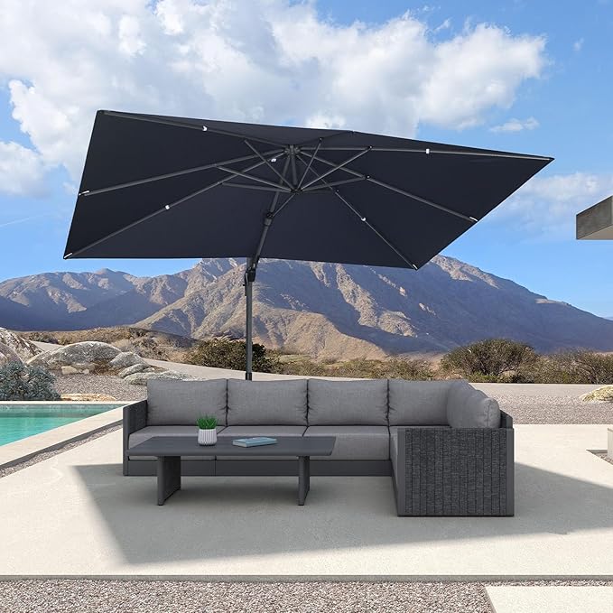 PURPLE LEAF 8' X 11' Left-right Tilting Patio Umbrella Outdoor Cantilever - Image 2