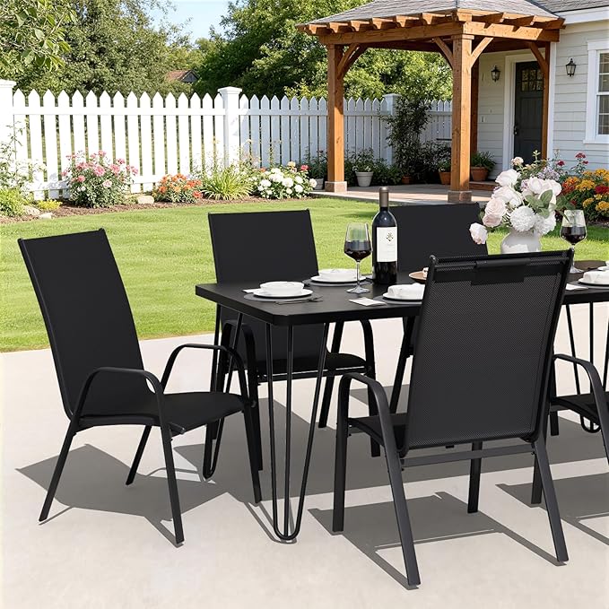 JEAREY Patio Dining Chairs Set of 4, Outdoor Stackable Dining Furniture Set - Image 4