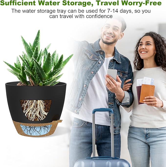 12 Inch Large Self Watering Pots, Flower Pots - Image 5