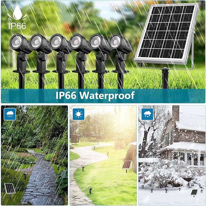 MEIHUA Solar Spot Lights Outdoor, 6 in 1 Solar Landscape Spotlights 2700K Warm - Image 6