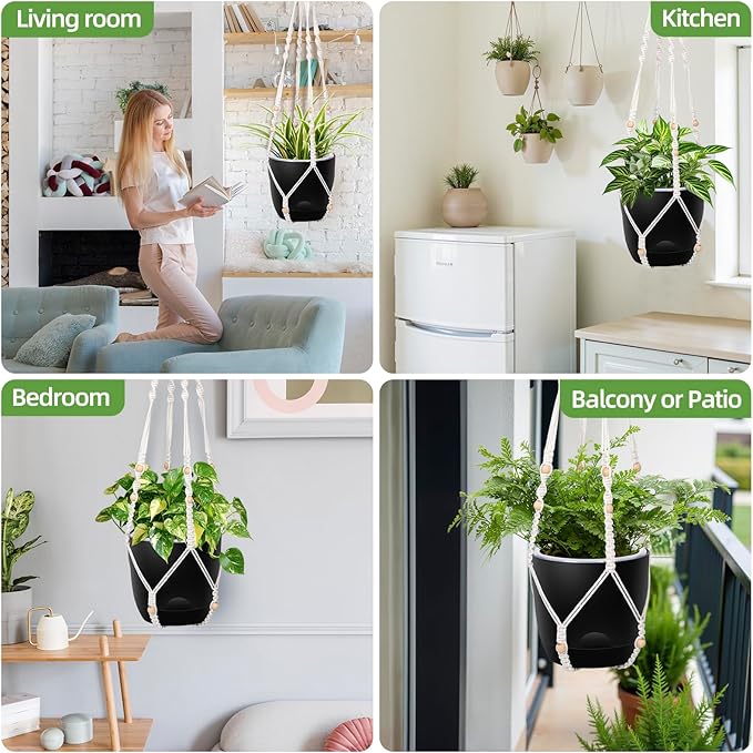 2-Pack 7.1-Inch Self-Watering Hanging Planters - Image 7