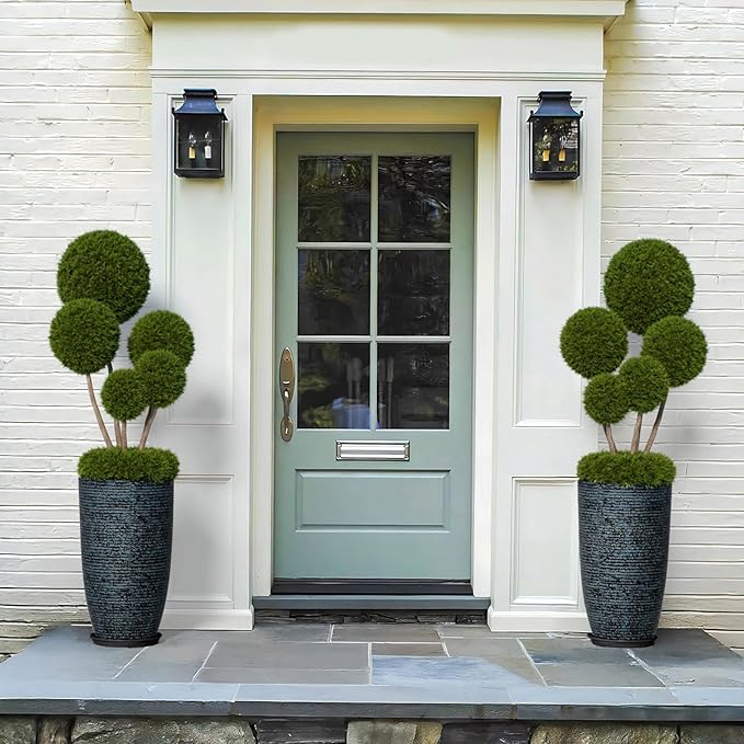 QCQHDU Set of 2 Large Tall Blue Planters - Image 4