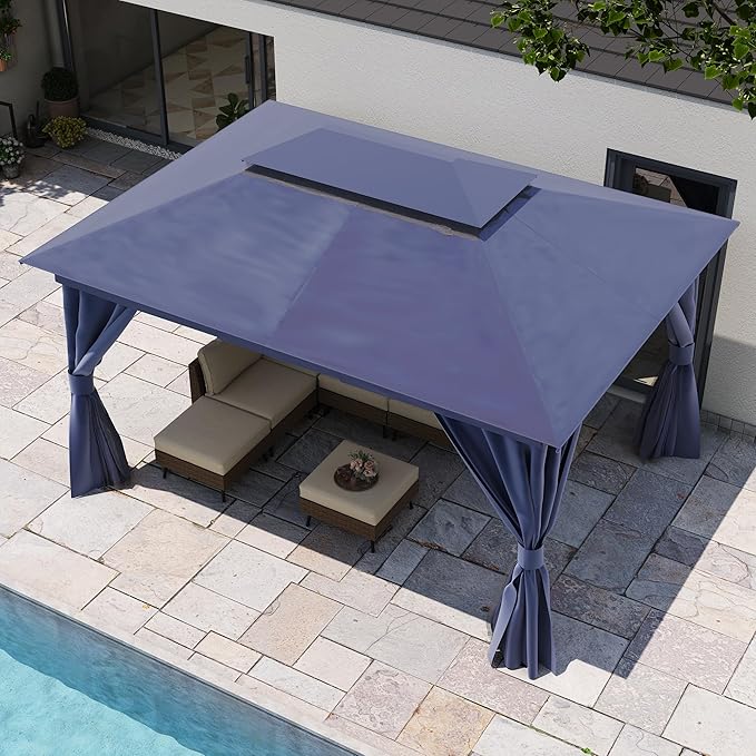 LAUSAINT HOME Semi-Permanent Outdoor Patio Gazebo 10'x13', Heavy Duty Party - Image 2