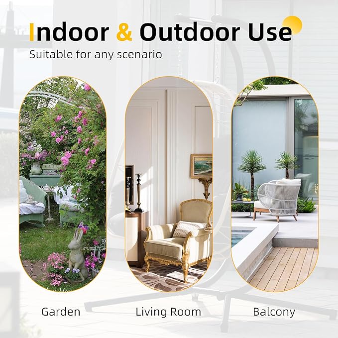 DoubleTT Double Indoor/Outdoor Wicker Swing Egg Chair Hammock Foldable Hanging - Image 6