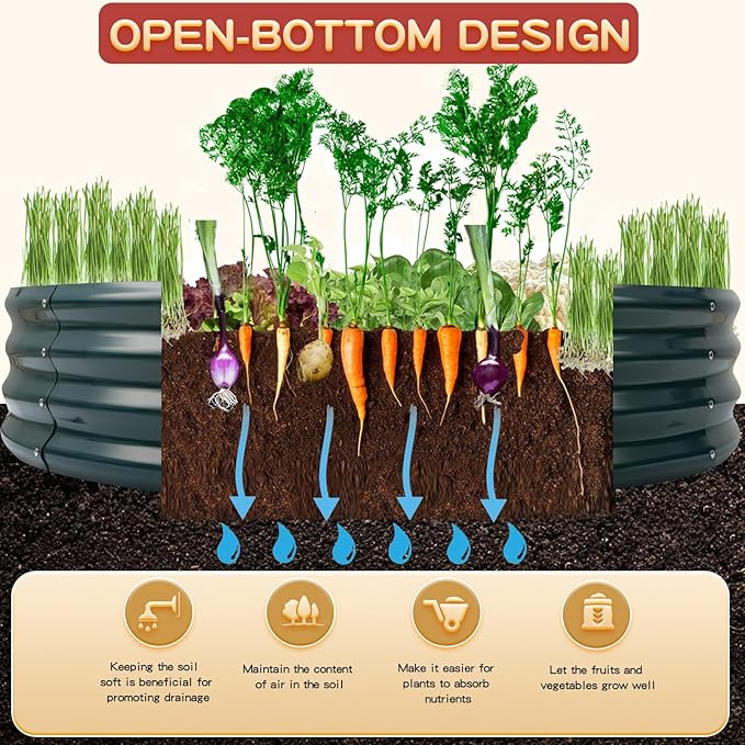 Durable Round Steel Raised Garden Bed Painted - Image 2
