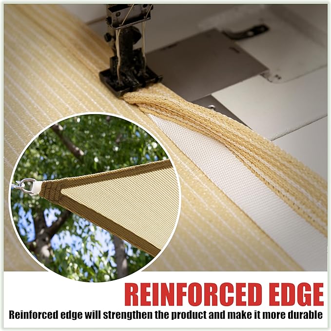 ColourTree 16' x 16' Beige Square Sun Shade Sail Mesh Canopy Fabric Cloth Screen - Image 5