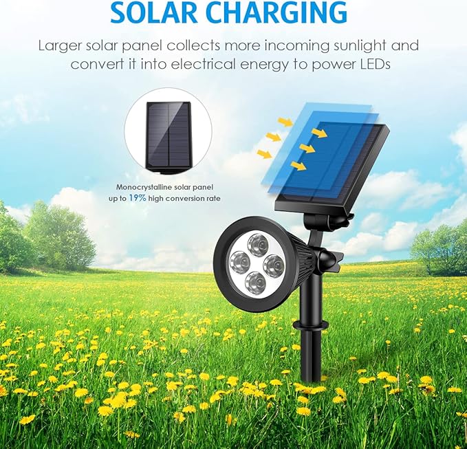 AMIR Solar Spotlights Outdoor Upgraded, Waterproof 1 Pack Security Landscape - Image 3