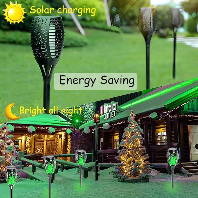 4 Pack Outdoor Solar Flame Light, Solar Lights Outdoor - Image 2