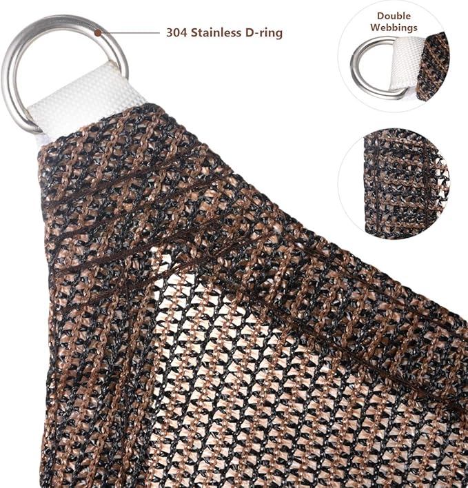 Eden's Decor Straight Flat-Edged Sun Shade Sail Rectangular 10' x 20' Brown - Image 2